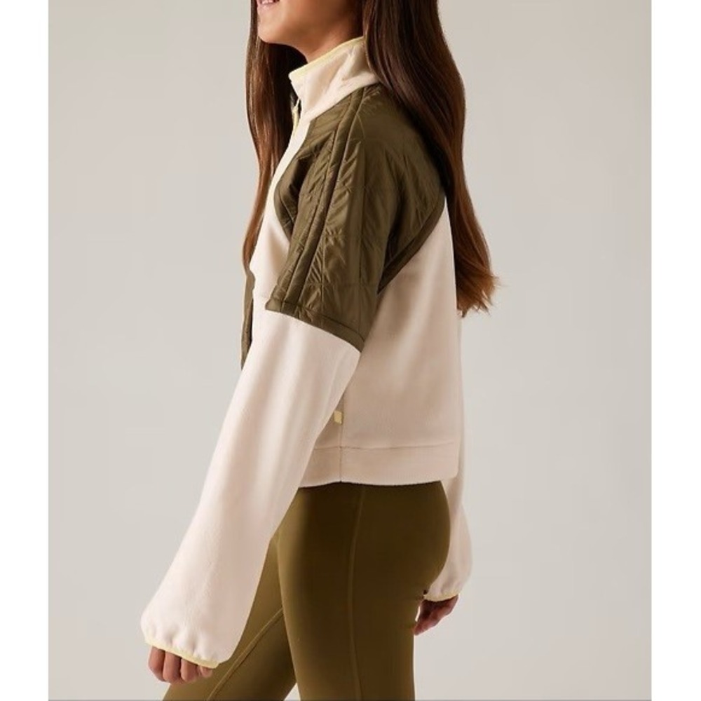 Athleta Girl Transition Half Zip Fleece Pullover Quilted Sweater Jacket M 8-10 - Picture 3 of 16
